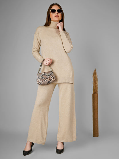 Beige Classic Luxe Woollen Co-ord Set