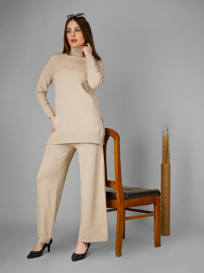 Beige Classic Luxe Woollen Co-ord Set
