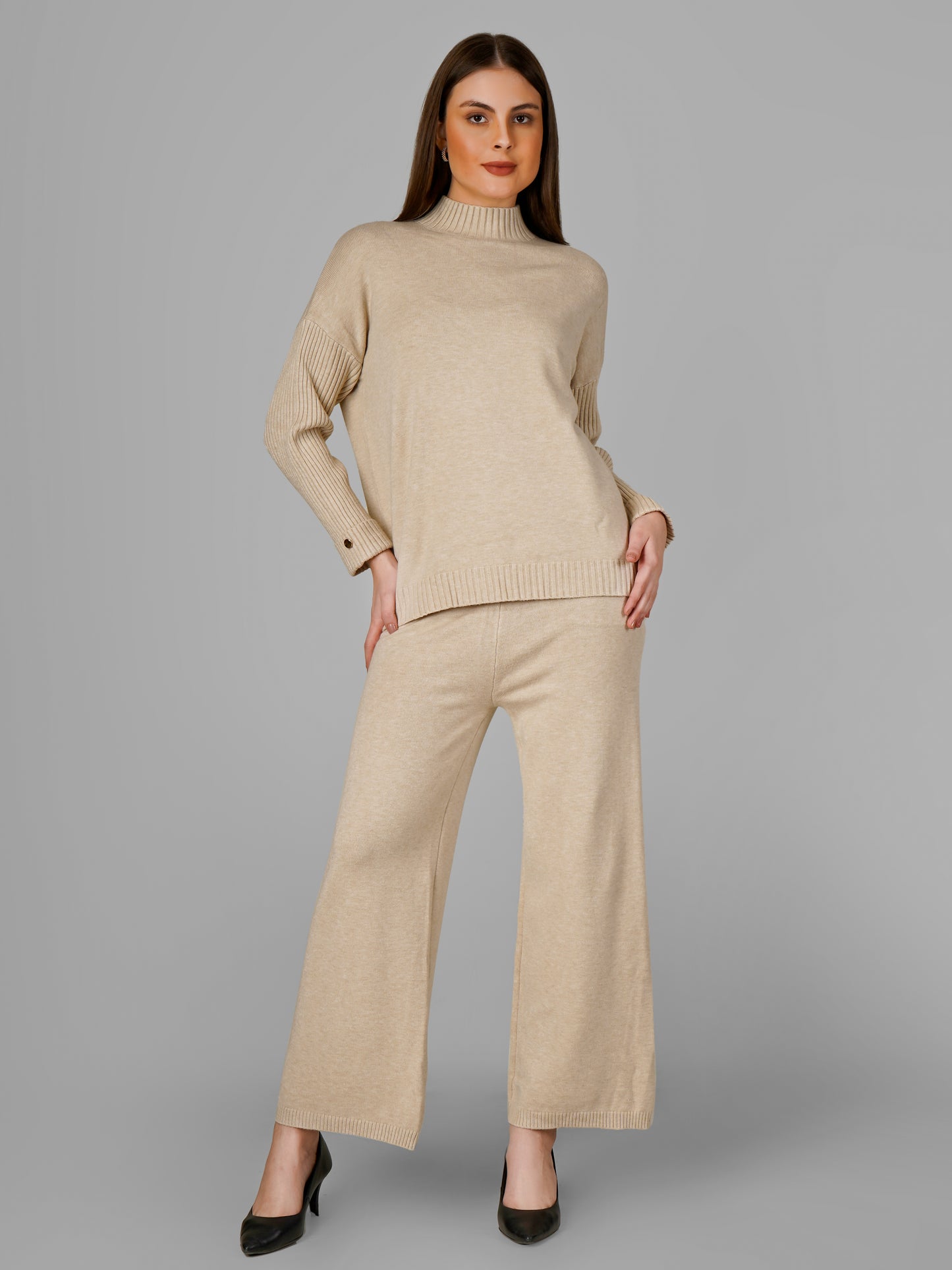 Beige Classic Luxe Woollen Co-ord Set