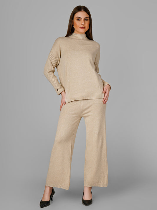 Beige Classic Luxe Woollen Co-ord Set