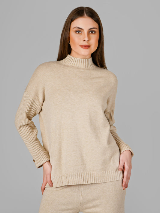 Beige Classic Luxe Woollen Co-ord Set