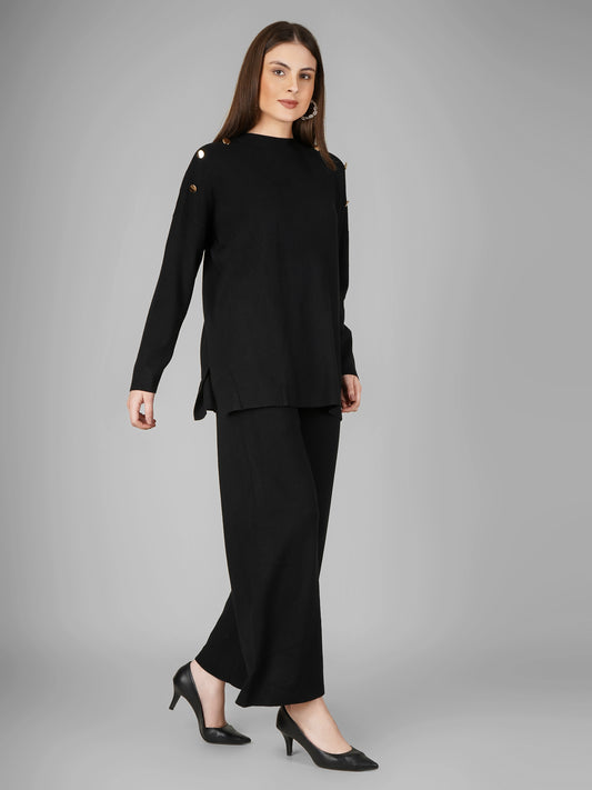Midnight Luxe Buttoned Woollen Co-ord Set