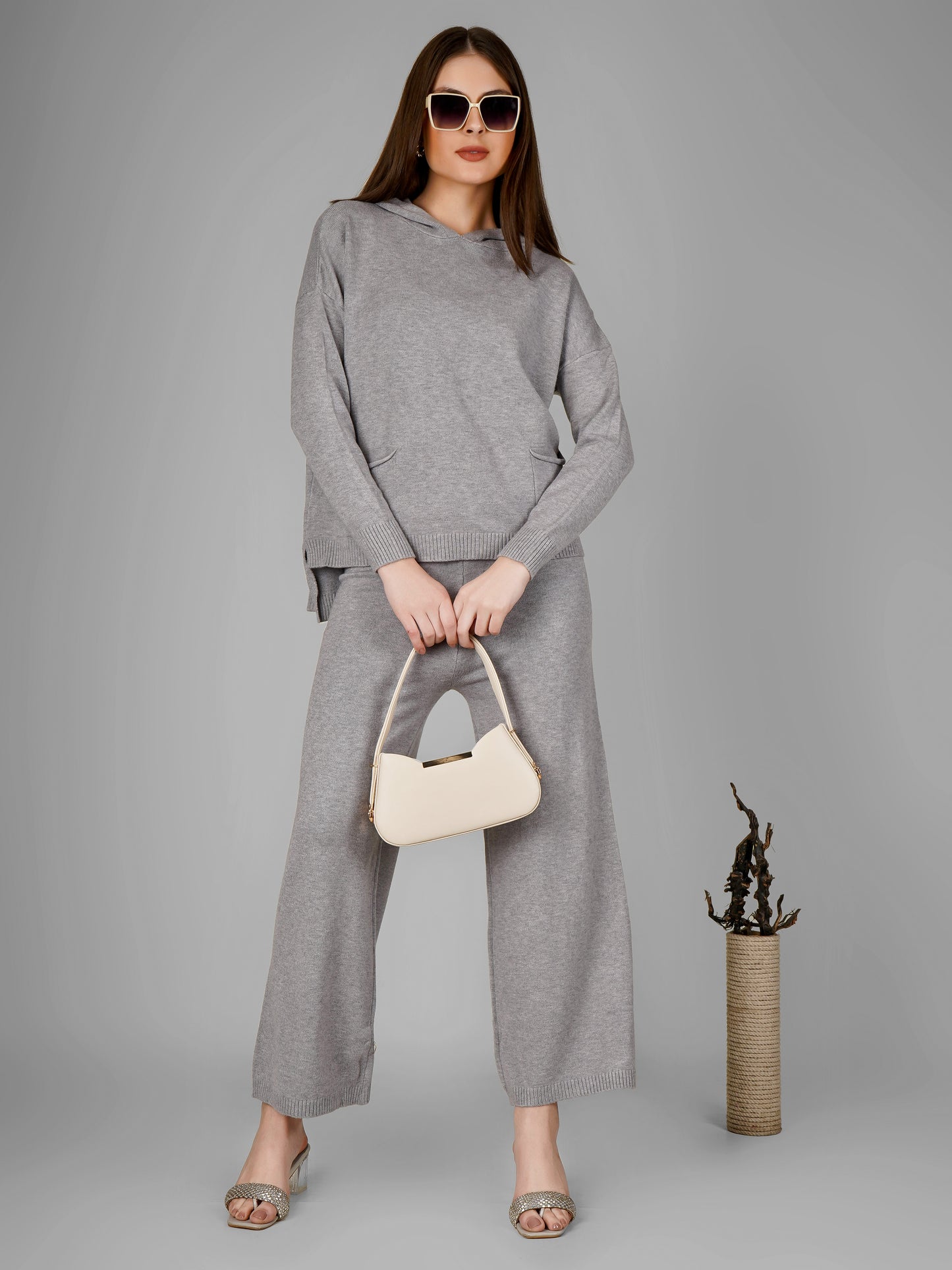 Silver Soft Luxe Woollen Co-ord Set