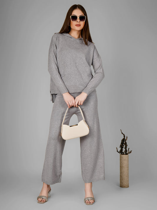 Silver Soft Luxe Woollen Co-ord Set