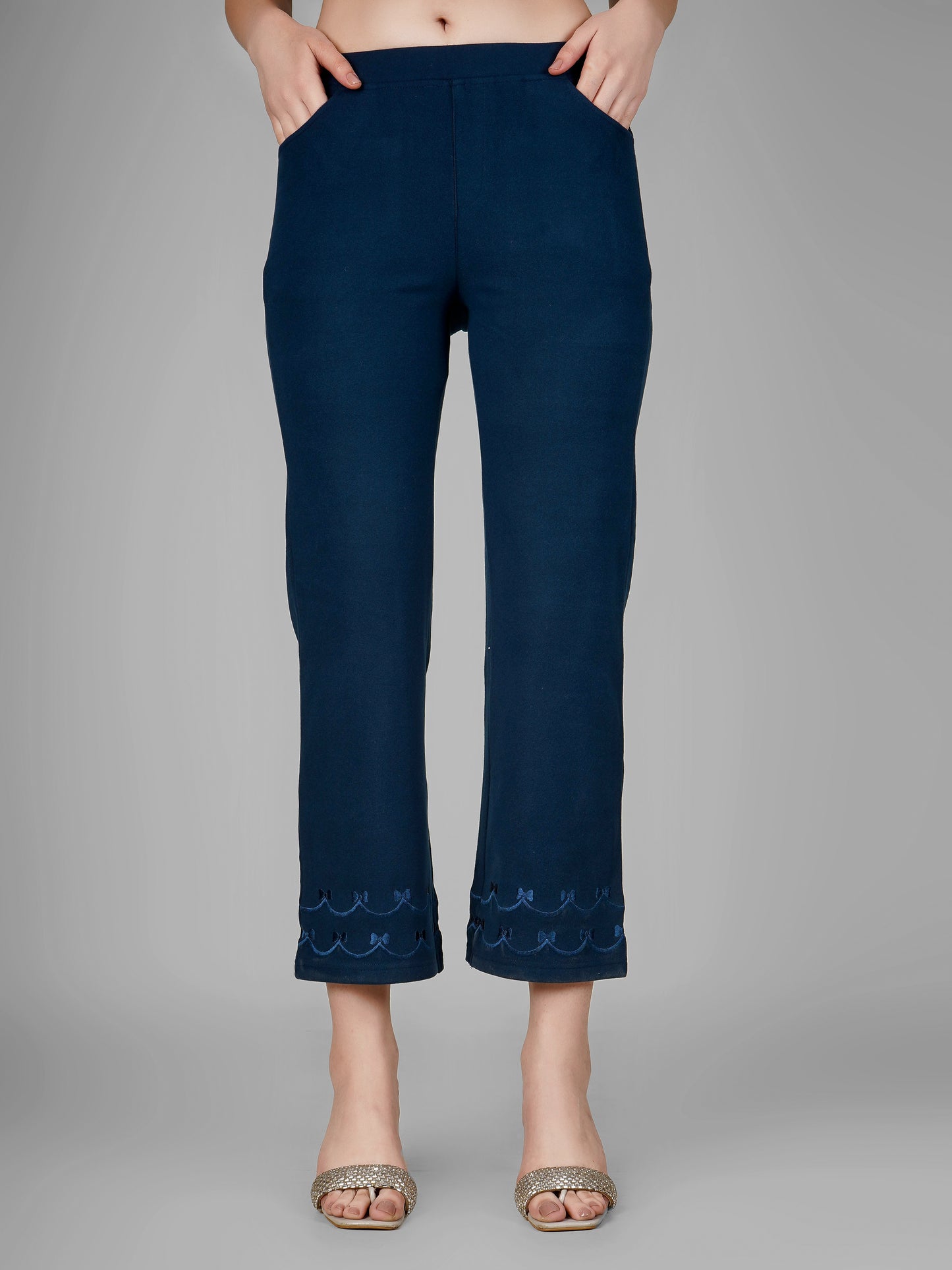 Midnight Bloom Woollen Embroidered Pant