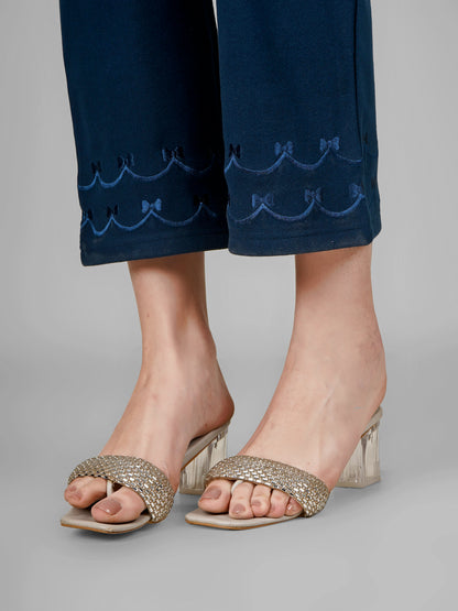Midnight Bloom Woollen Embroidered Pant