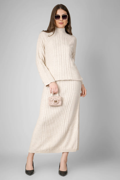 Ivory Knit Grace Woollen Skirt Co-ord Set