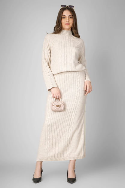Ivory Knit Grace Woollen Skirt Co-ord Set
