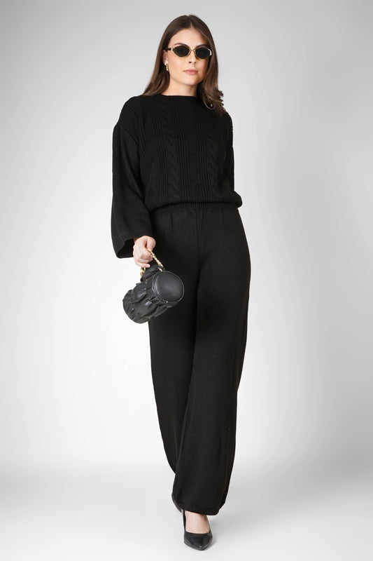 Midnight Cable Luxe Woollen Co-ord Set