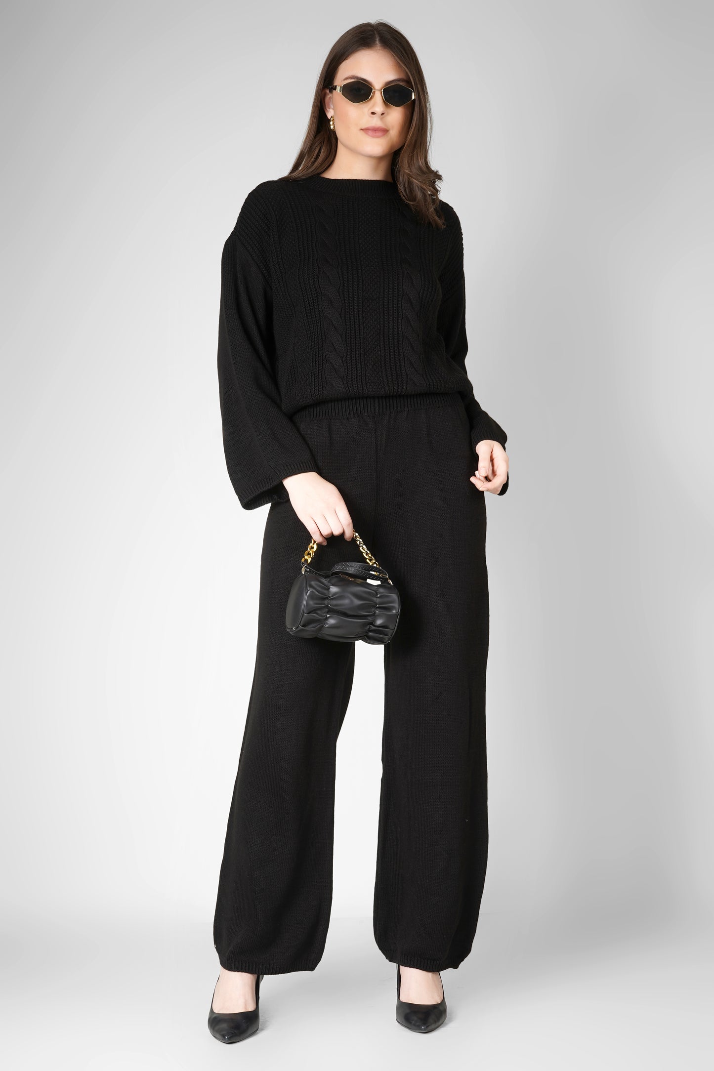 Midnight Cable Luxe Woollen Co-ord Set