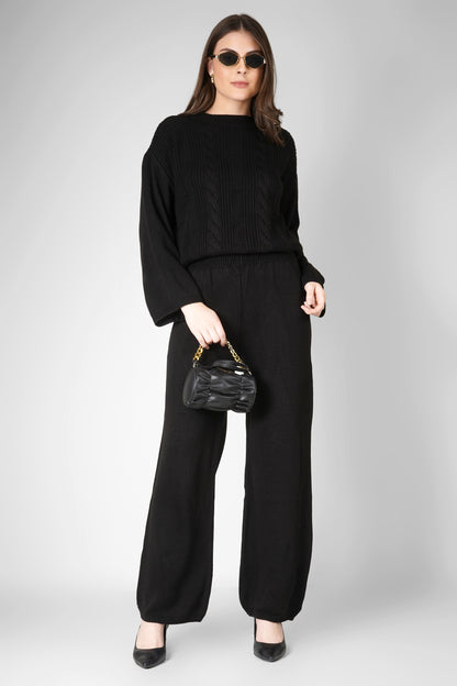 Midnight Cable Luxe Woollen Co-ord Set
