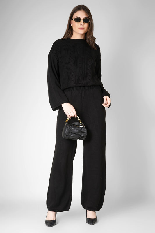 Midnight Cable Luxe Woollen Co-ord Set