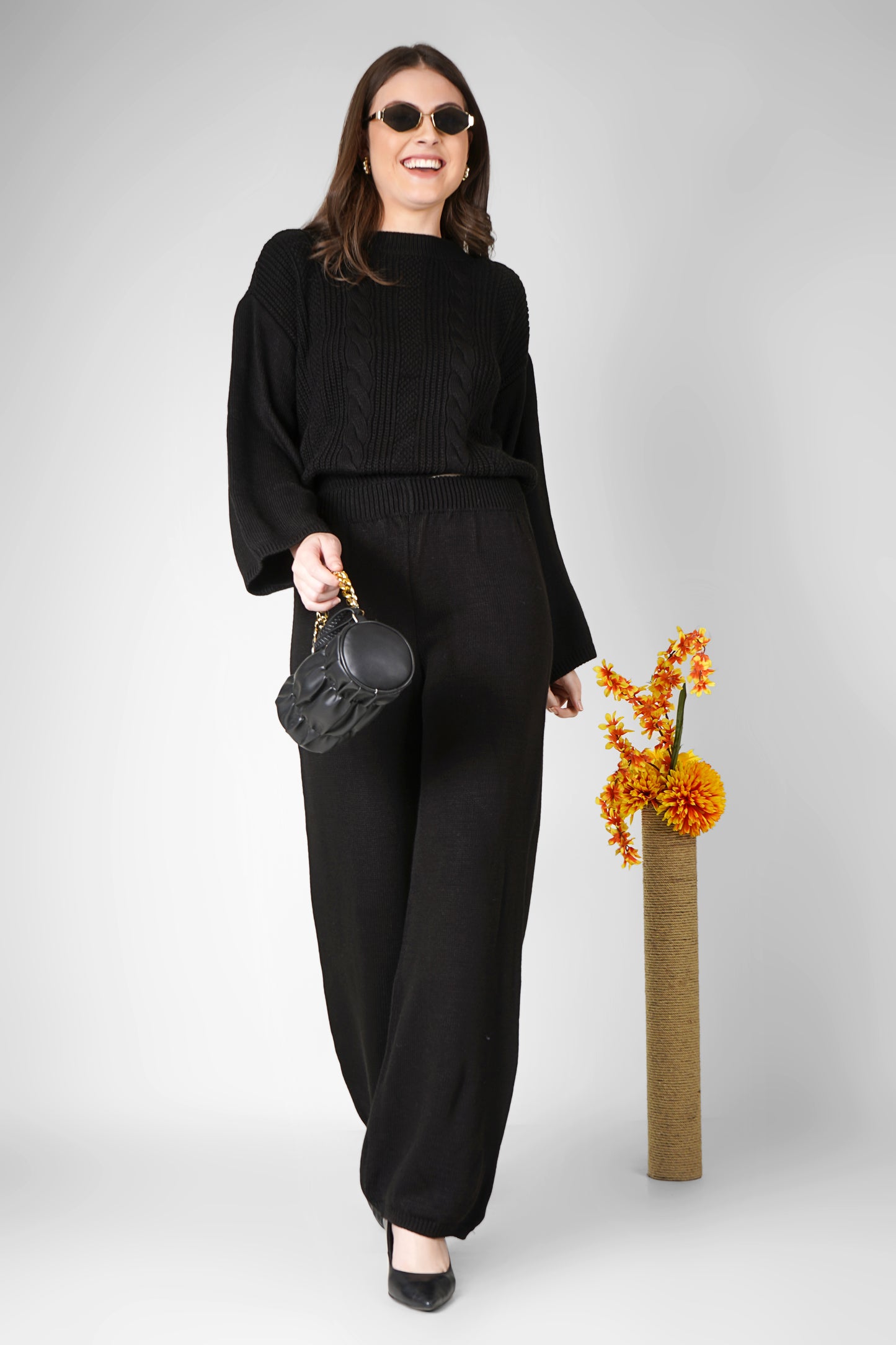 Midnight Cable Luxe Woollen Co-ord Set