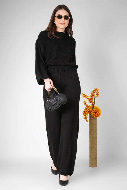 Midnight Cable Luxe Woollen Co-ord Set