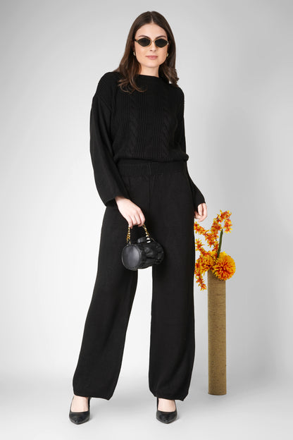 Midnight Cable Luxe Woollen Co-ord Set