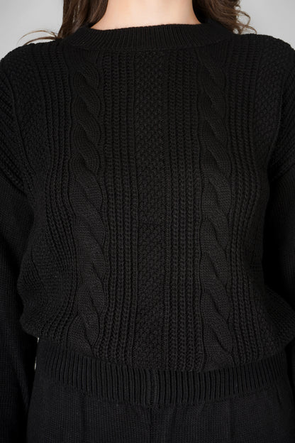 Midnight Cable Luxe Woollen Co-ord Set