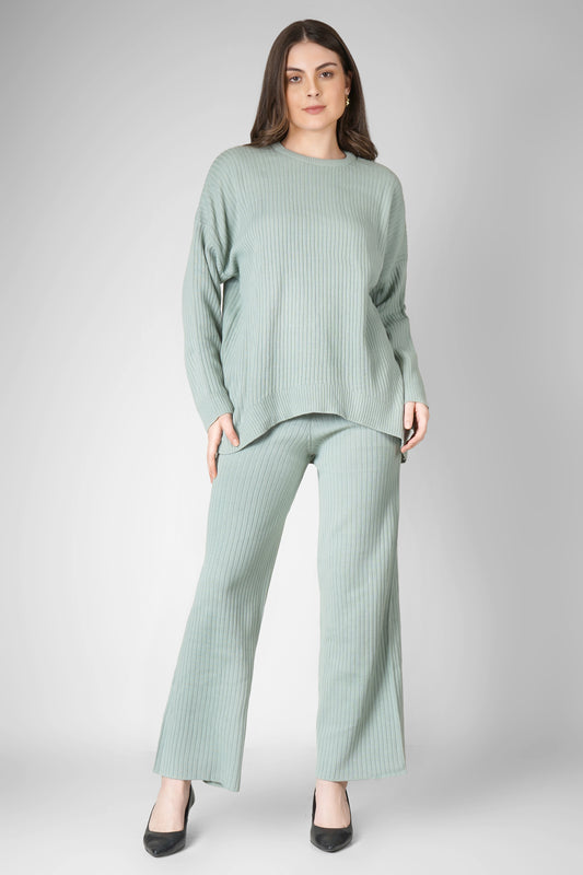 Mint Mist Ribbed Woollen Co-ord Set