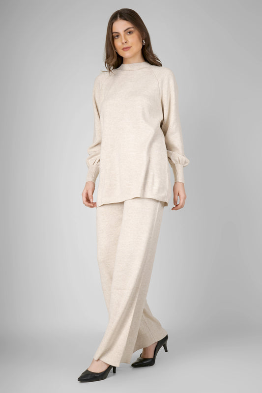 Winter Pearl Knit Woollen Co-ord Set