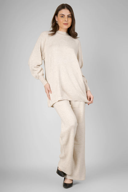 Winter Pearl Knit Woollen Co-ord Set