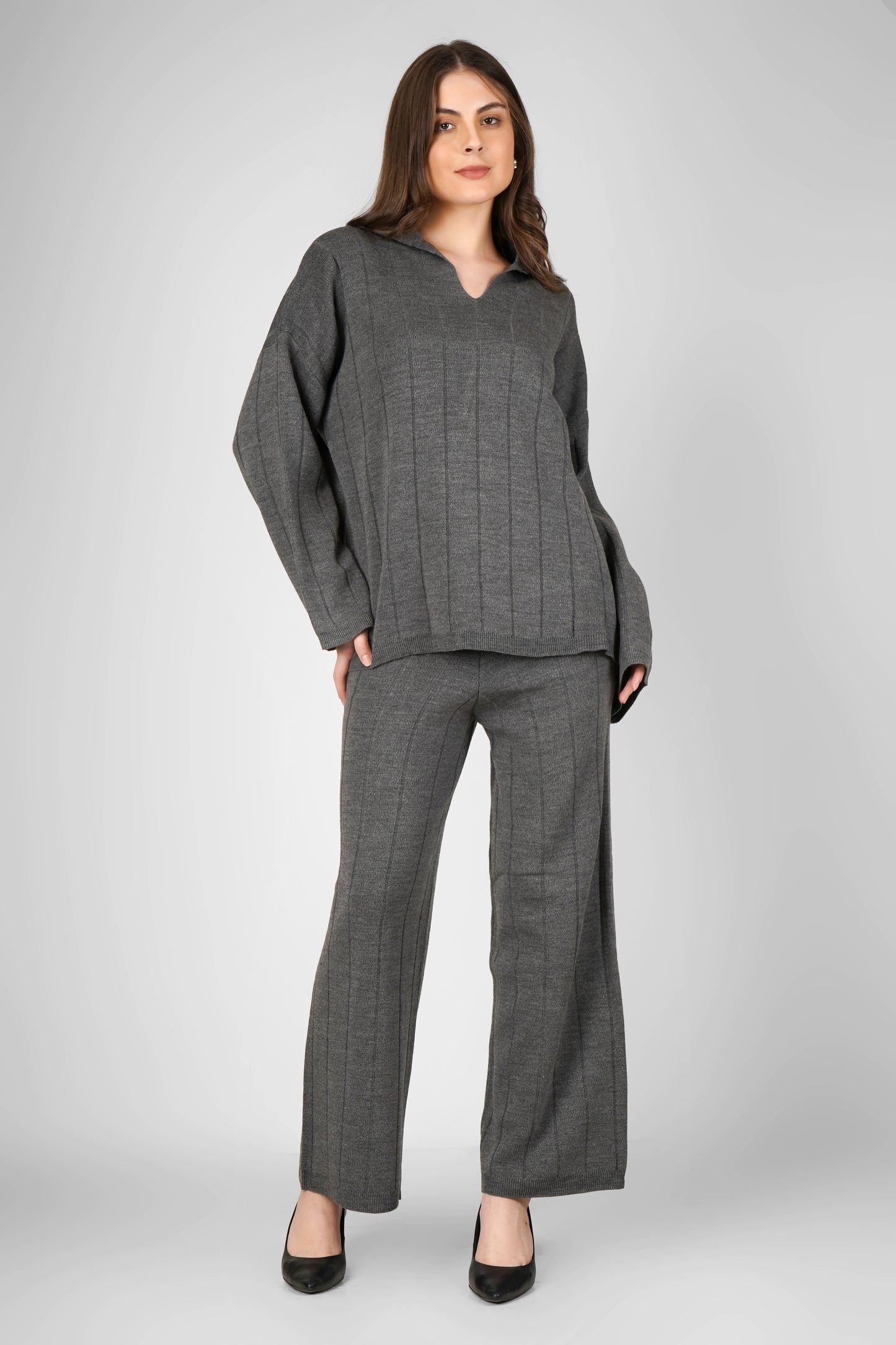 Ash Rib Knit Woollen Co-ord Set