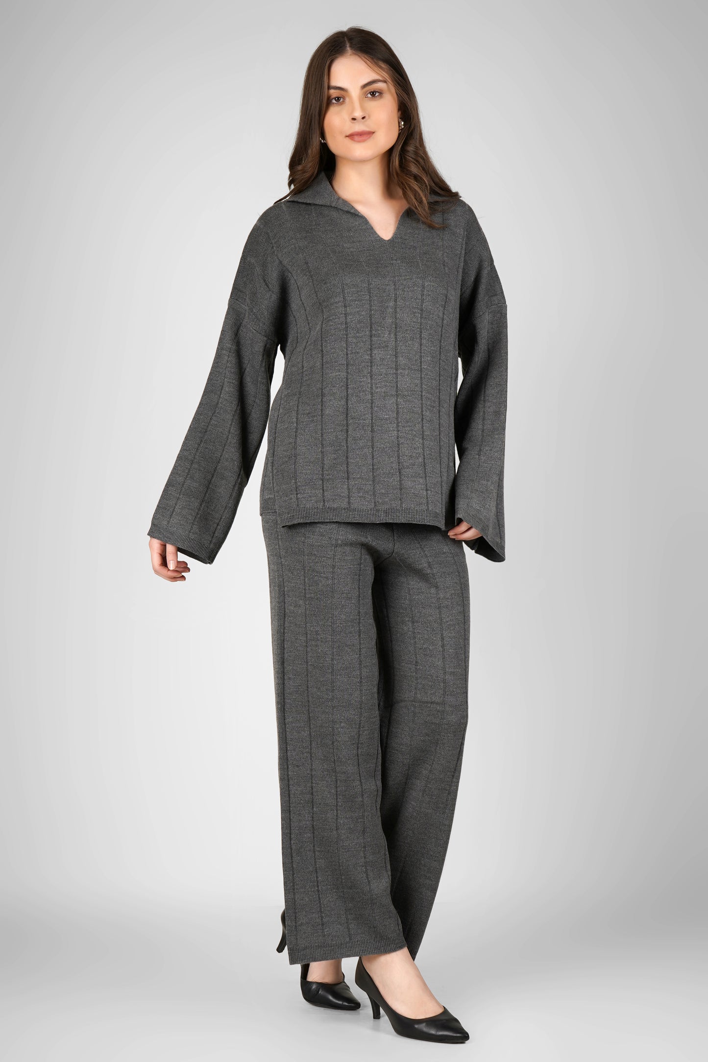 Ash Rib Knit Woollen Co-ord Set