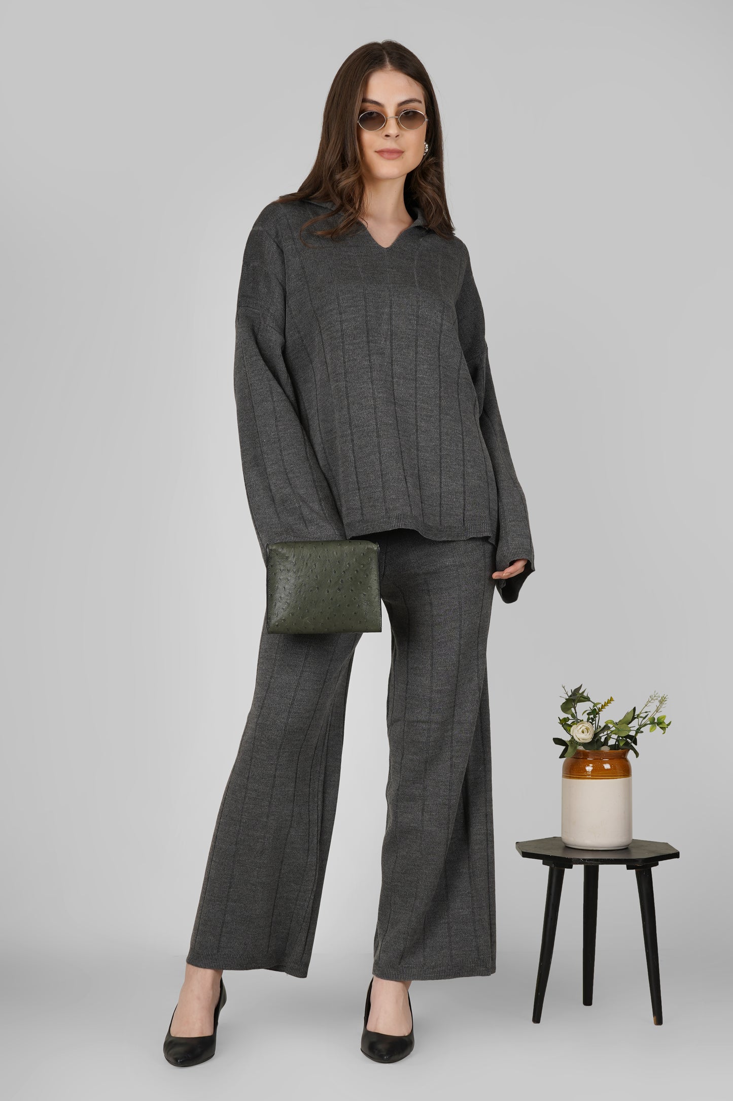Ash Rib Knit Woollen Co-ord Set