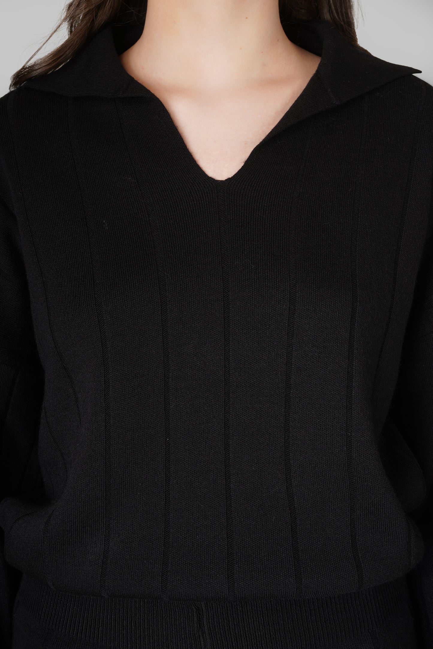 Noir Flare Rib Woollen Co-ord Set