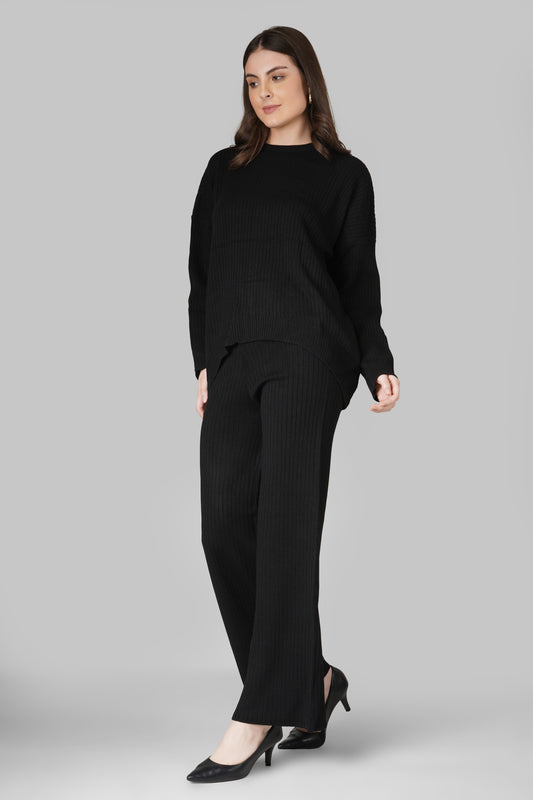 Noir Ease Ribbed Woollen Co-ord Set
