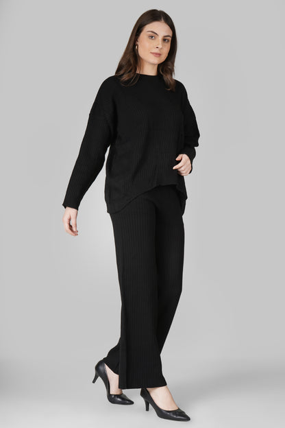 Noir Ease Ribbed Woollen Co-ord Set