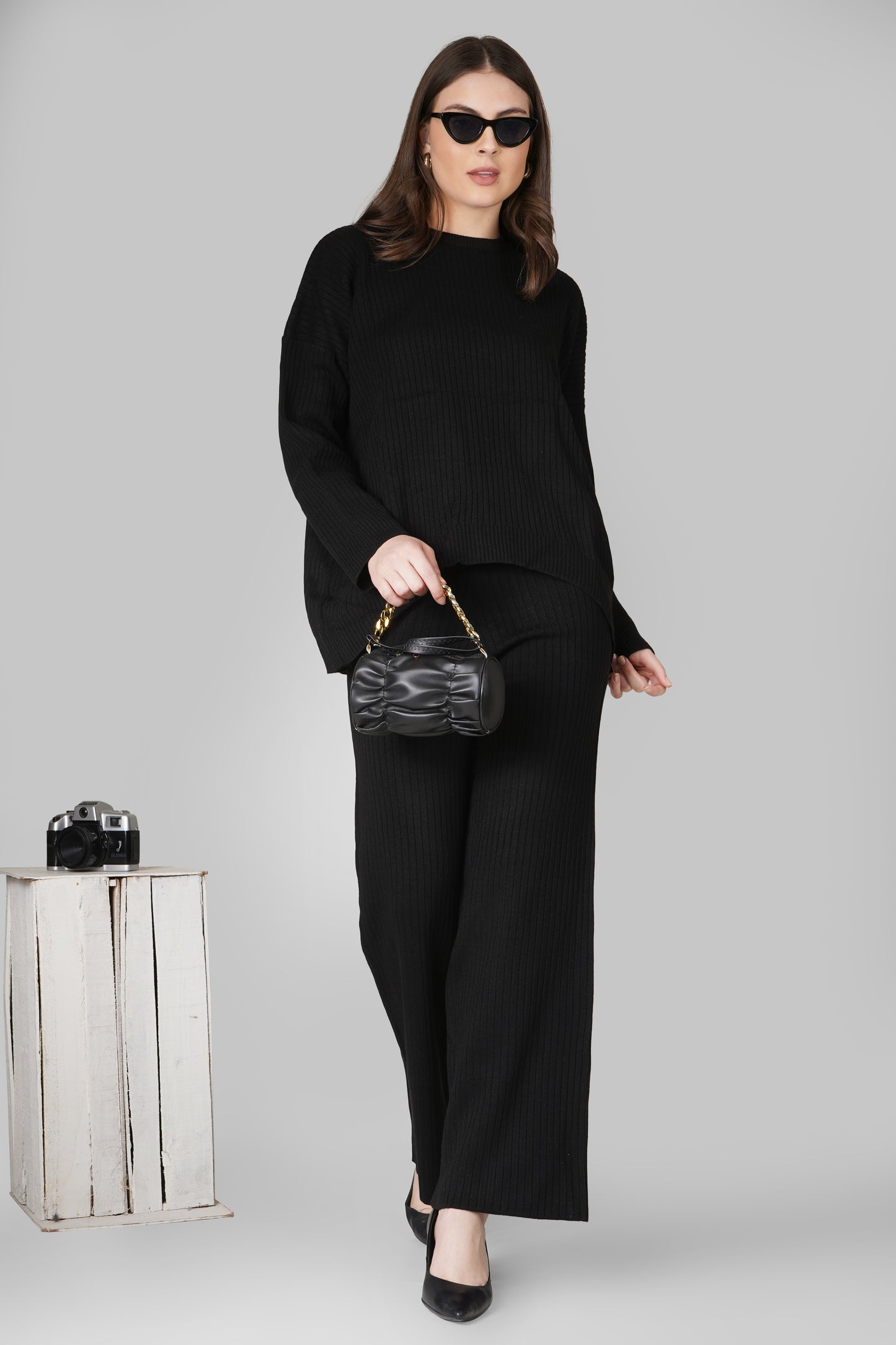 Noir Ease Ribbed Woollen Co-ord Set