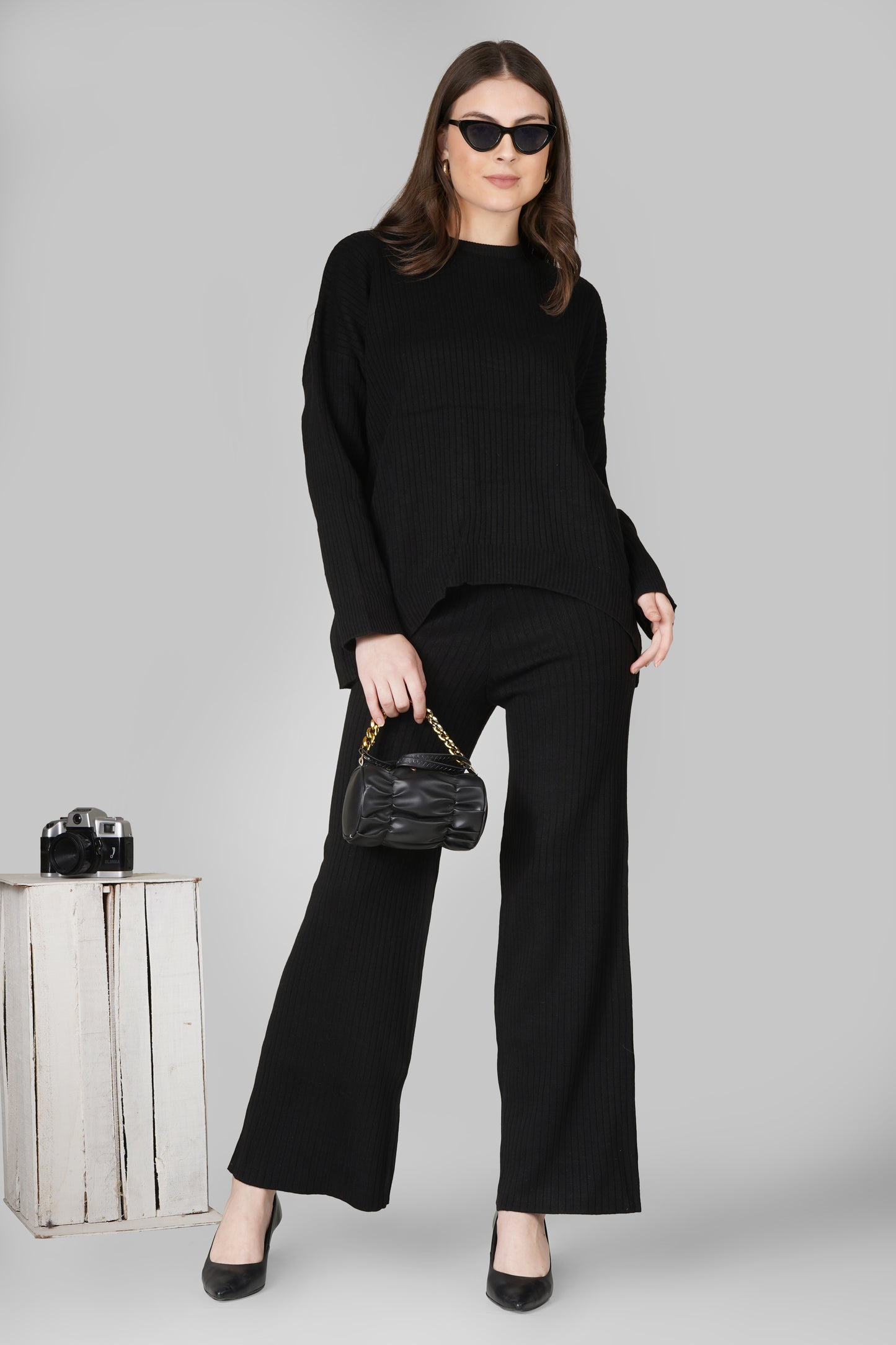 Noir Ease Ribbed Woollen Co-ord Set