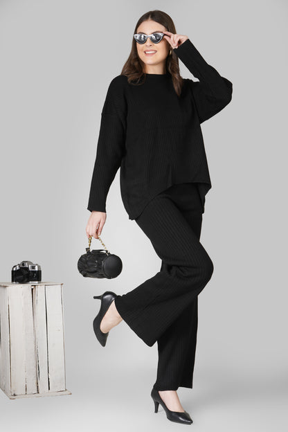 Noir Ease Ribbed Woollen Co-ord Set