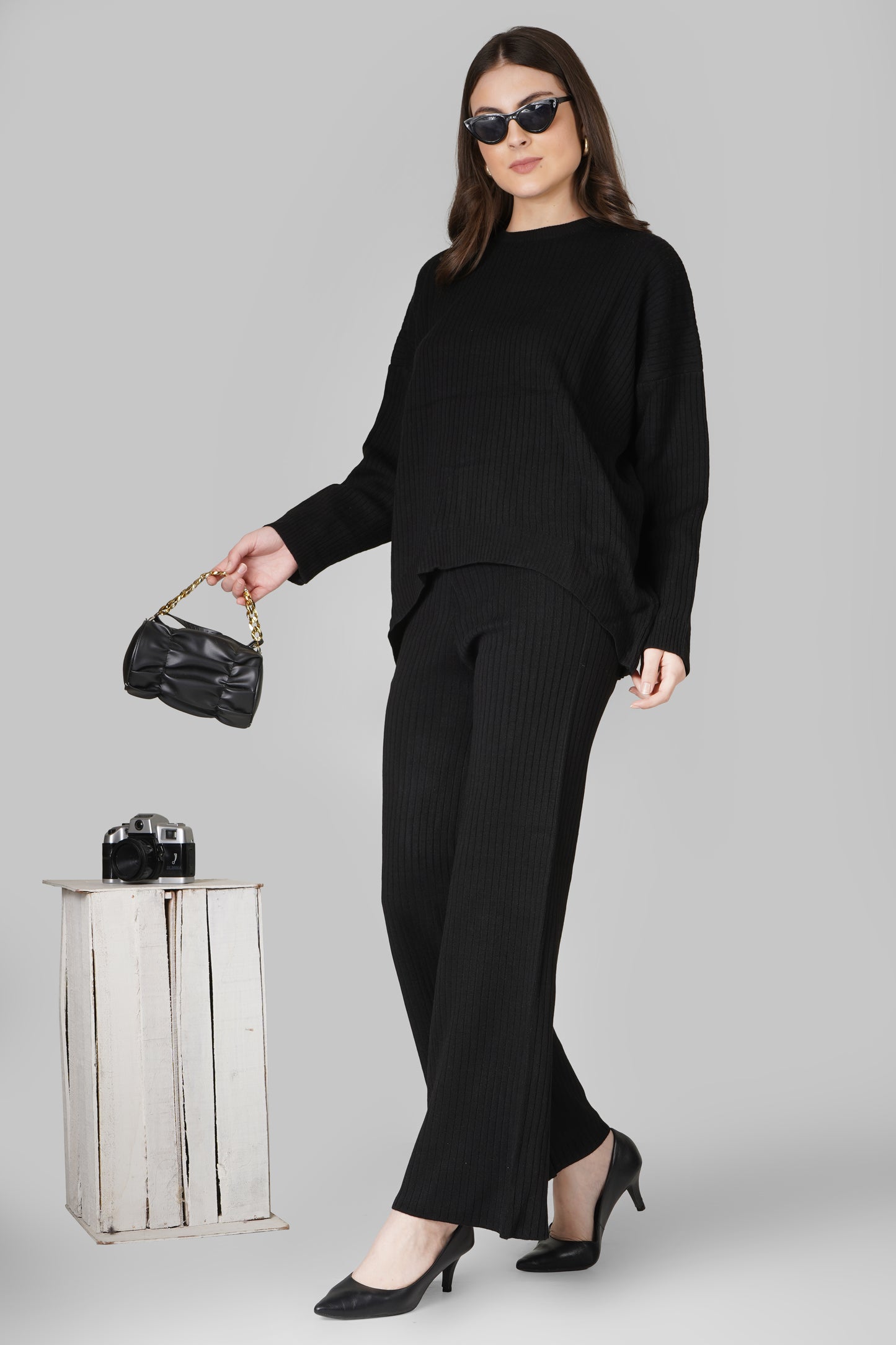 Noir Ease Ribbed Woollen Co-ord Set