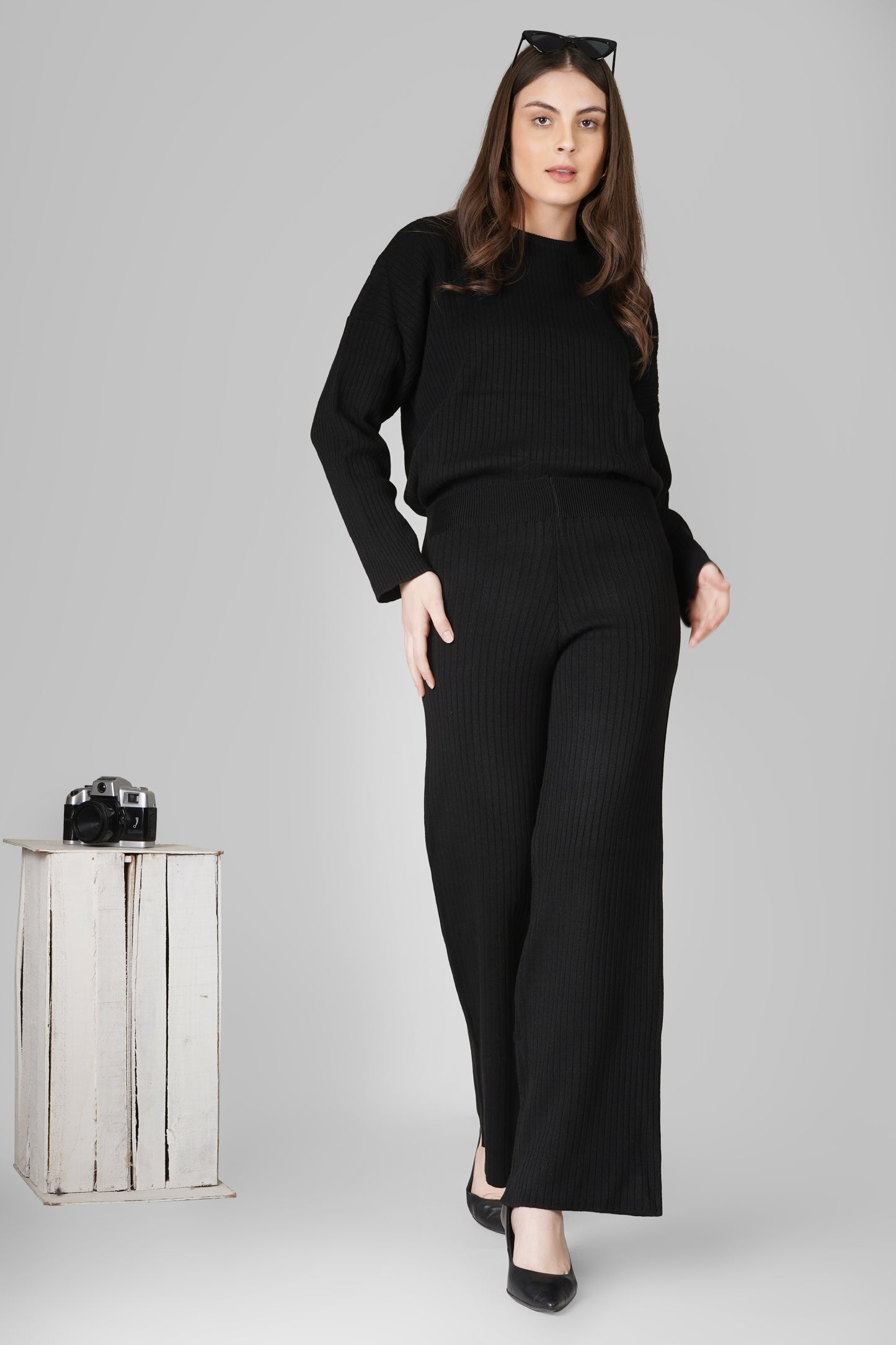 Noir Ease Ribbed Woollen Co-ord Set