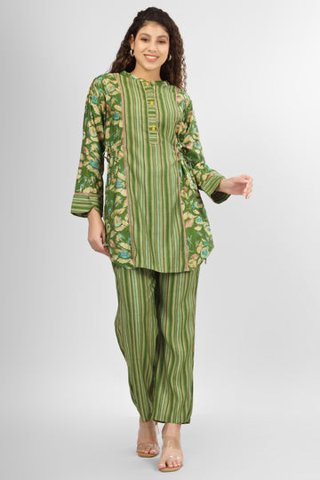 Hot Green Chanderi Coord Set