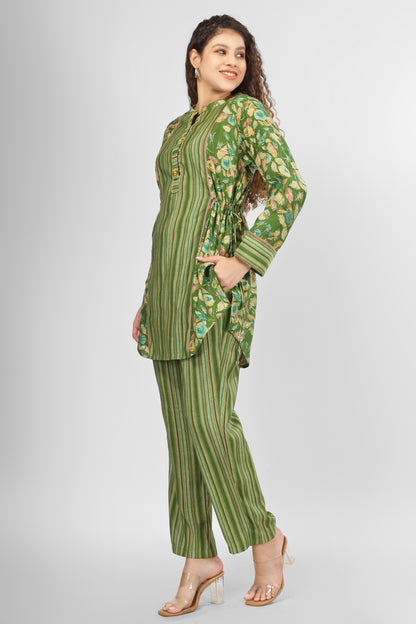 Hot Green Chanderi Coord Set