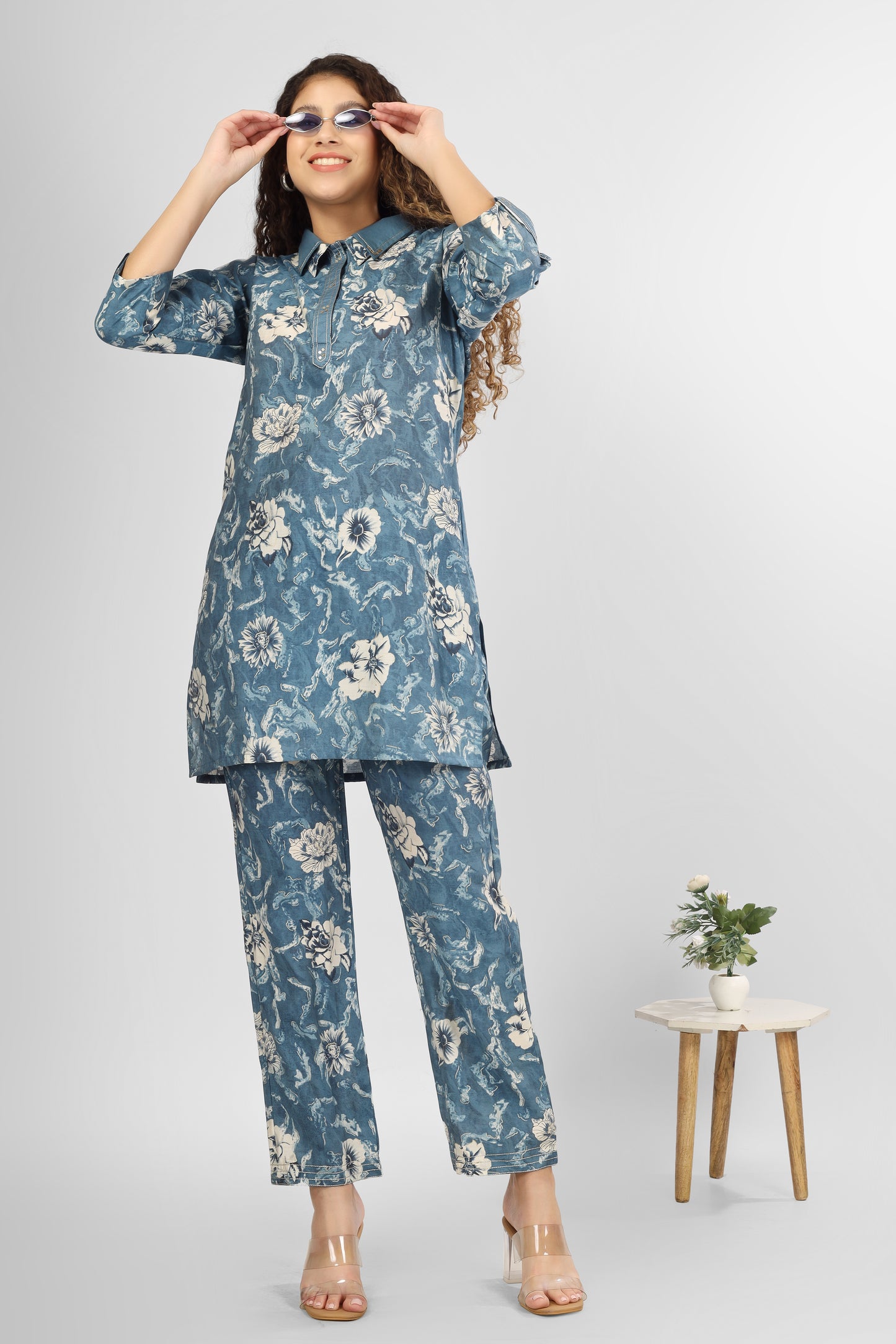 Blue Iris Chanderi Coord Set