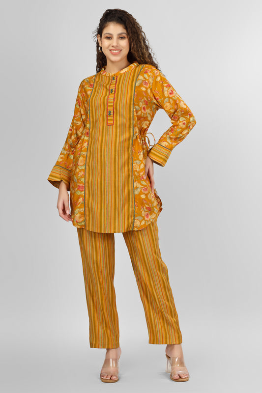 Mustard Chanderi Coord Set