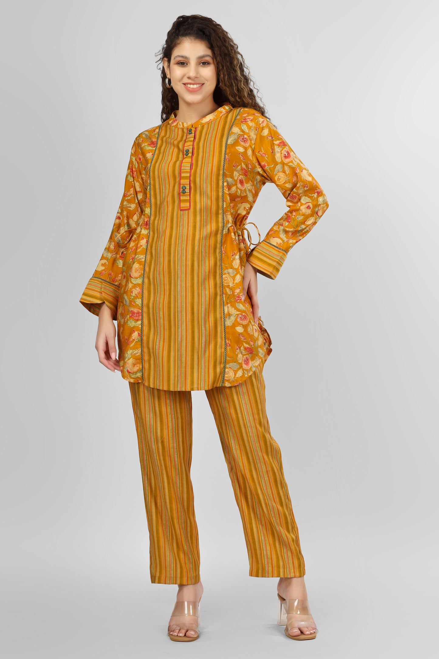 Mustard Chanderi Coord Set