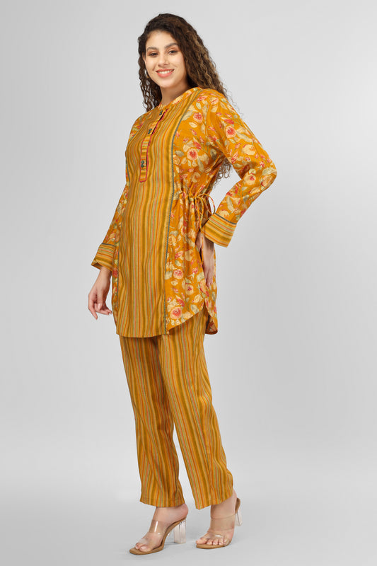 Mustard Chanderi Coord Set