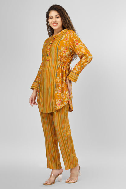 Mustard Chanderi Coord Set