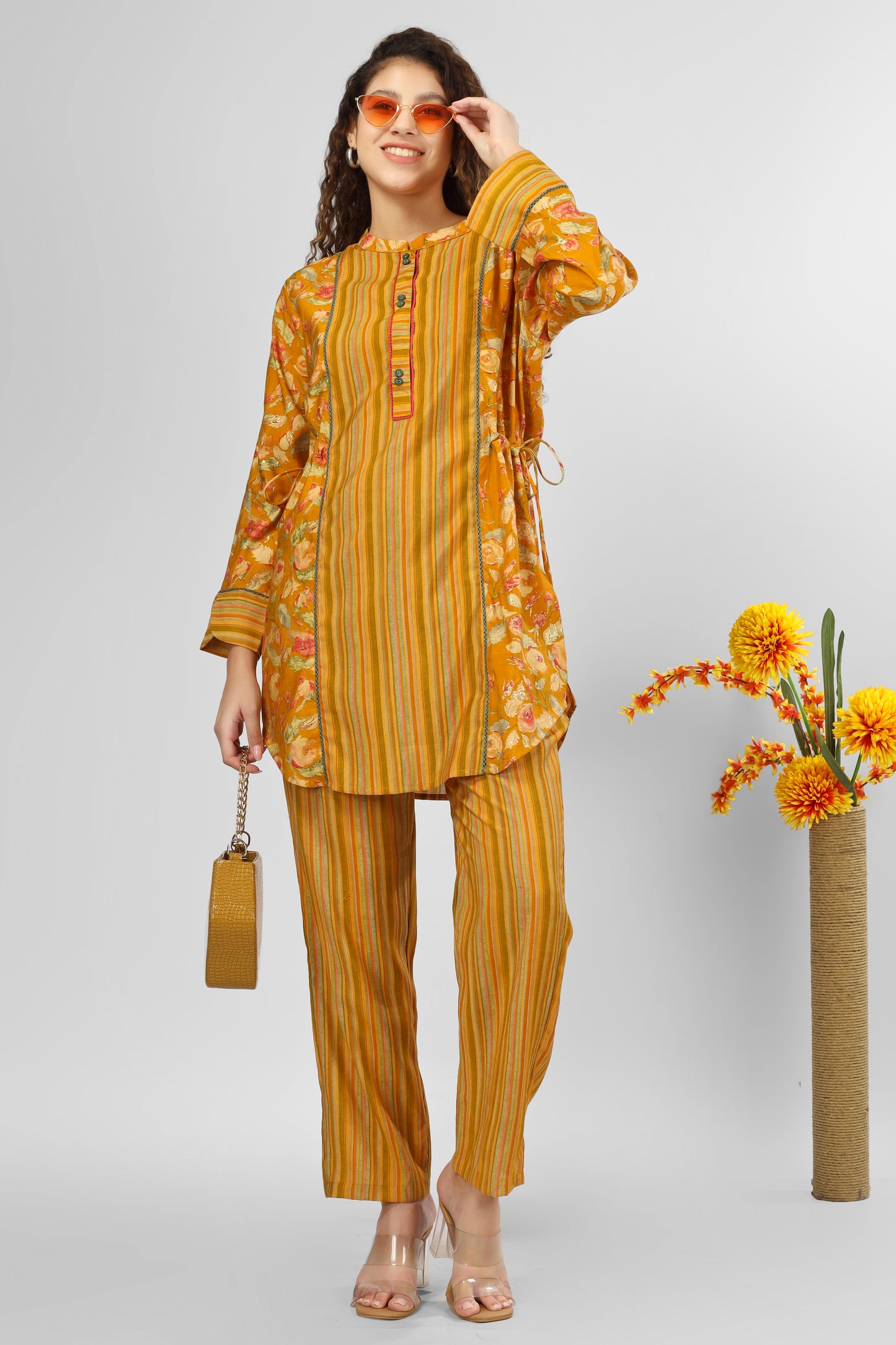 Mustard Chanderi Coord Set