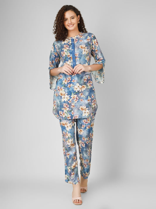 Blue Elegance Rayon Coord Set