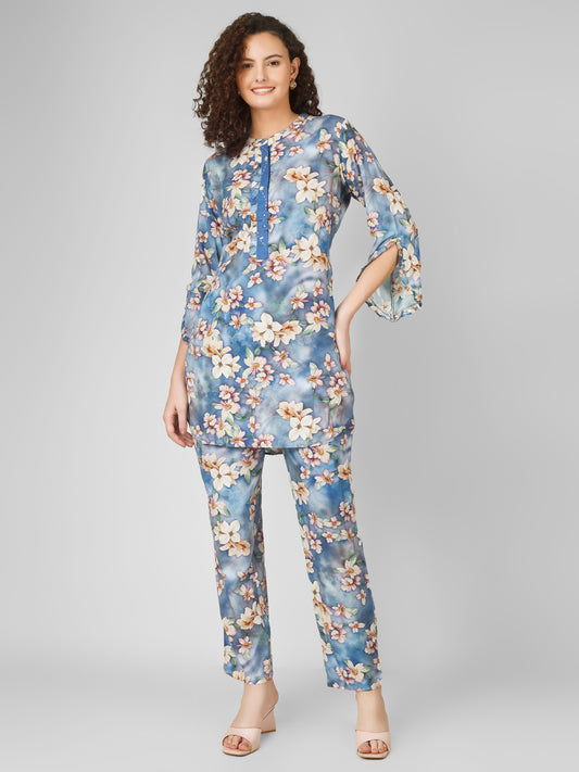 Blue Elegance Rayon Coord Set