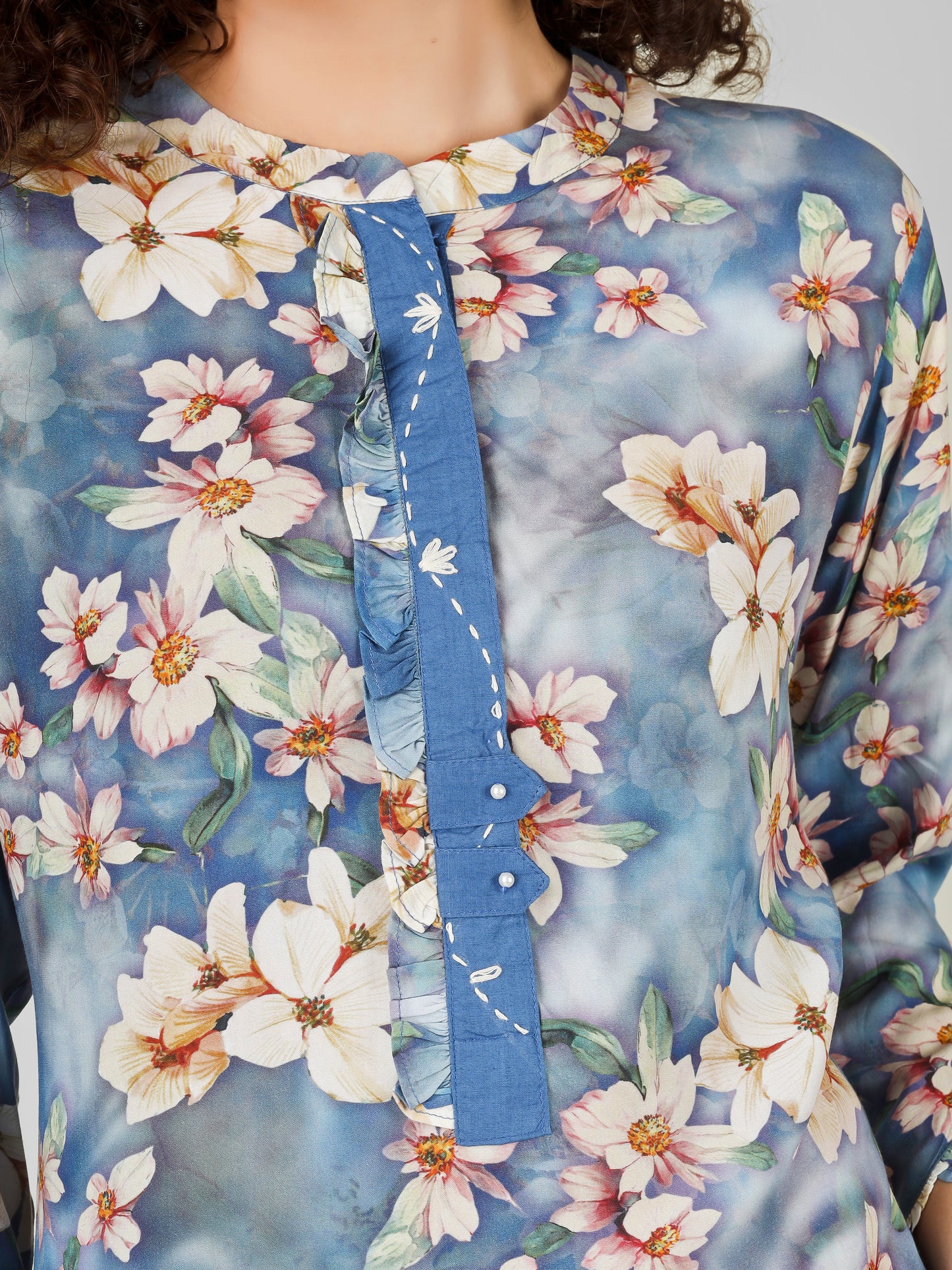 Blue Elegance Rayon Coord Set