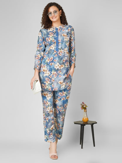 Blue Elegance Rayon Coord Set