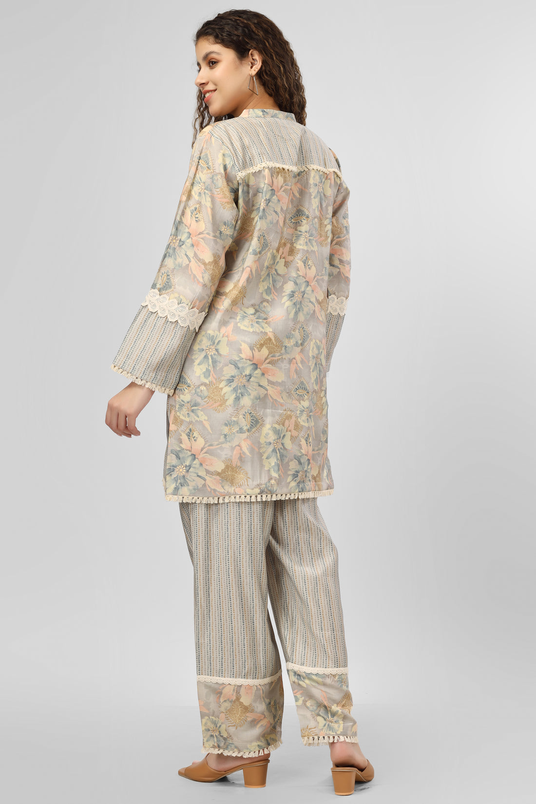 Ice Blue Chanderi Coord Set