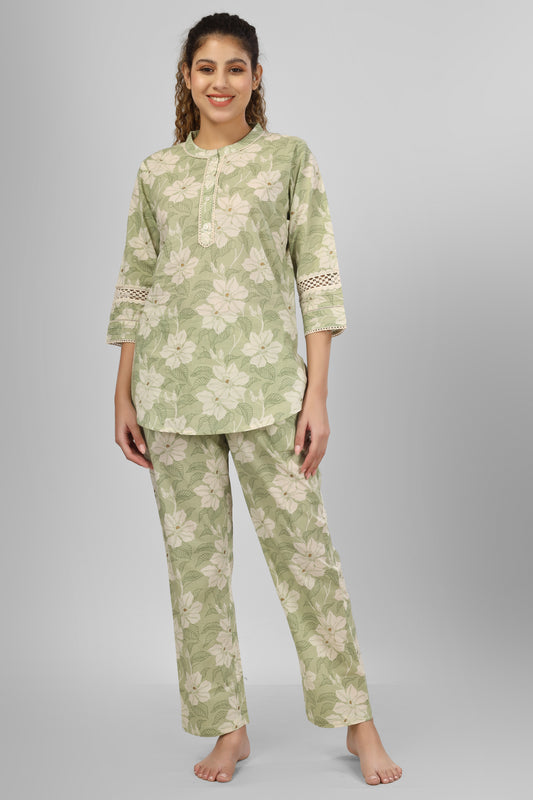 Sage Blossom Nightsuit Set