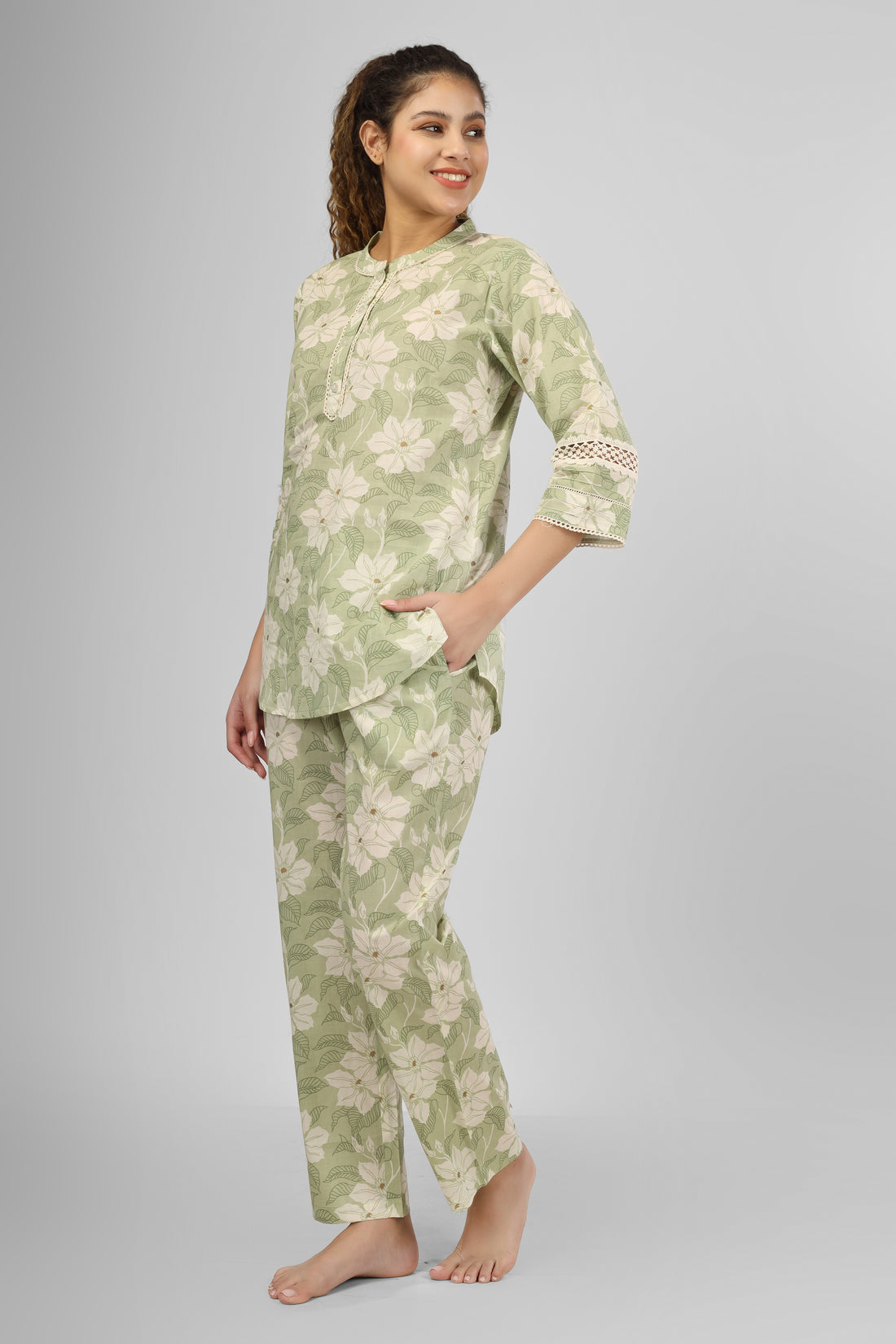 Sage Blossom Nightsuit Set