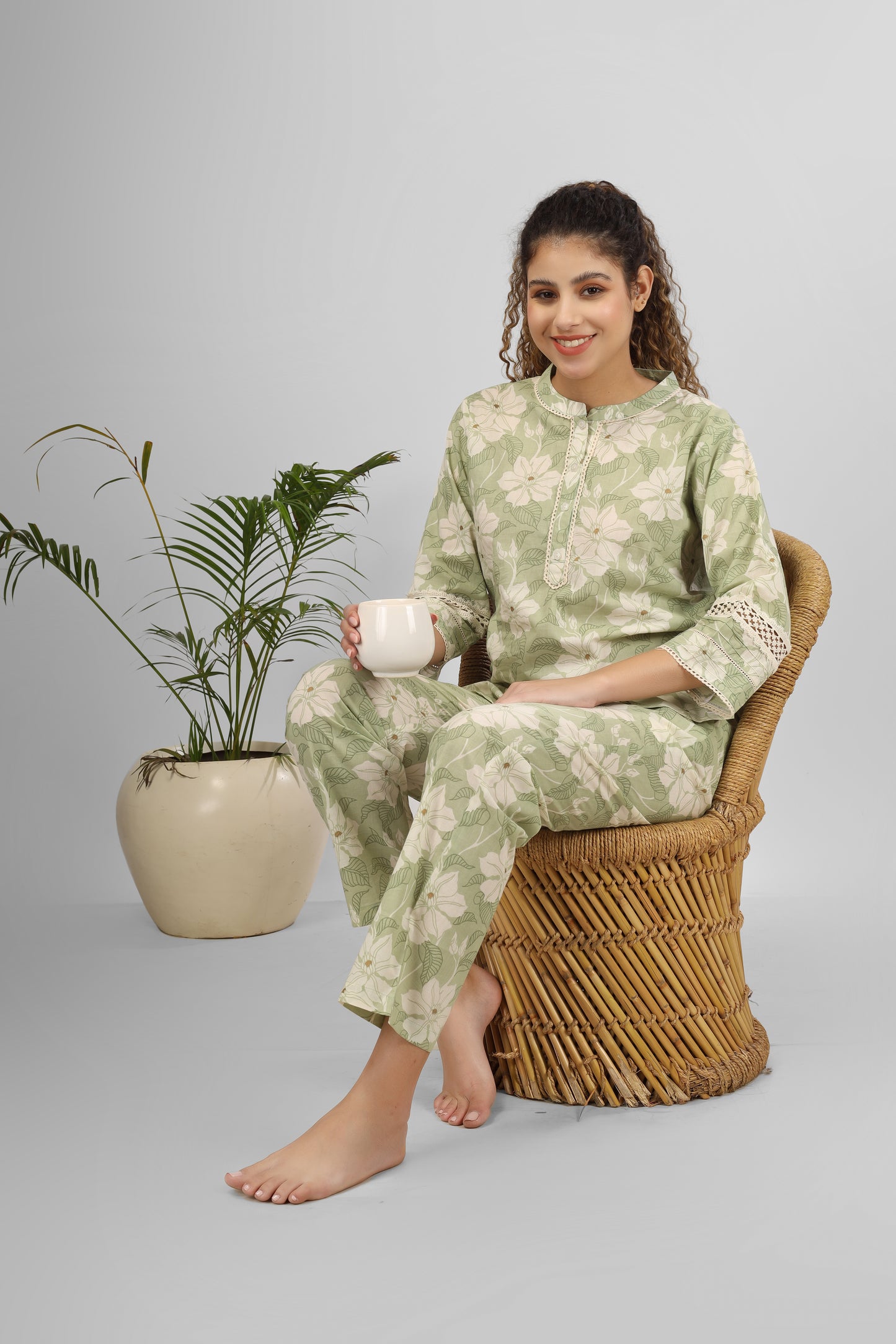 Sage Blossom Nightsuit Set